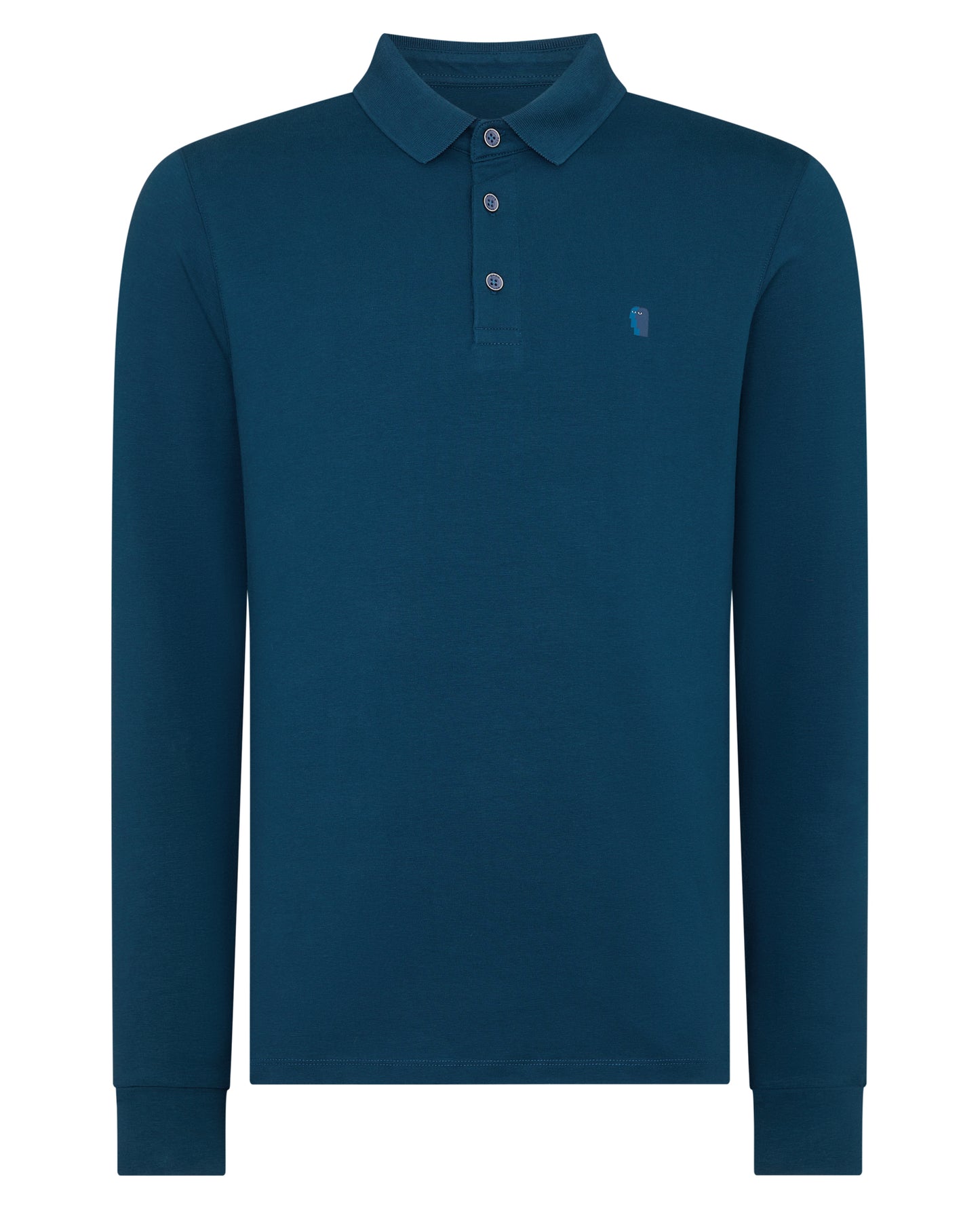 Tapered Fit Cotton-Stretch Long-Sleeve Polo Shirt