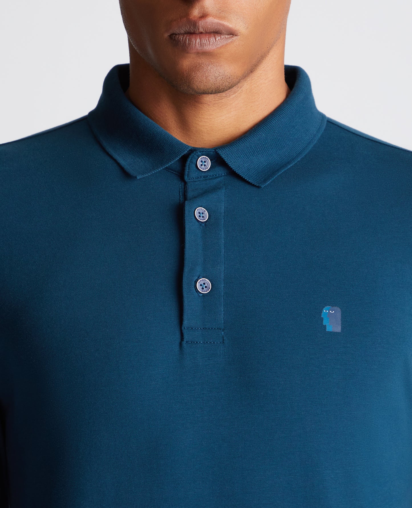 Tapered Fit Cotton-Stretch Long-Sleeve Polo Shirt