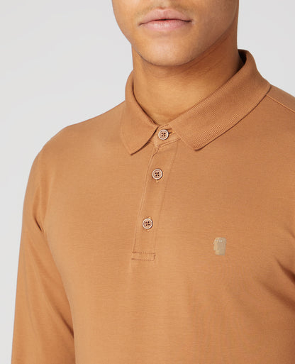 Tapered Fit Cotton-blend long seeve polo shirt