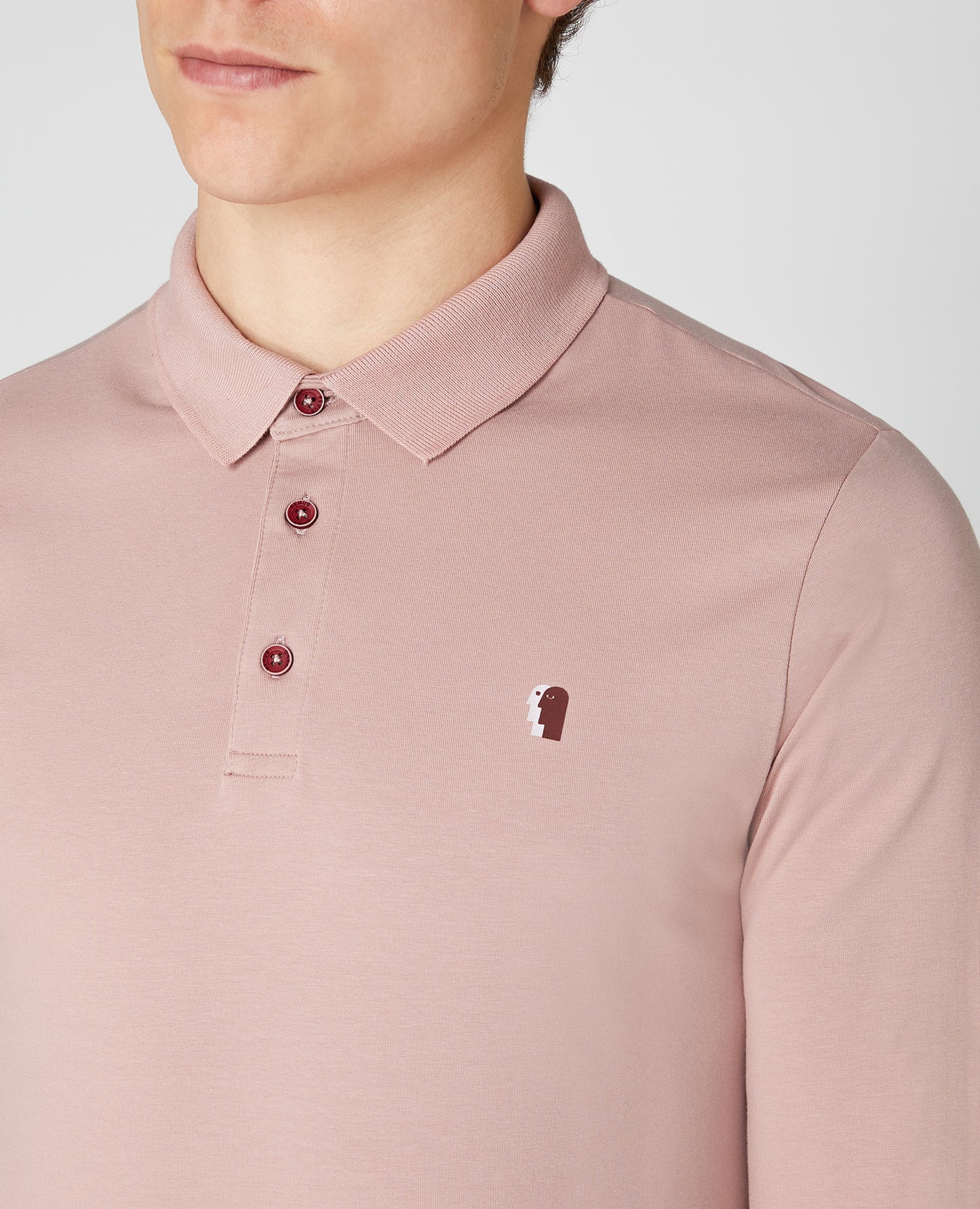 Tapered fit cotton-blend long seeve polo shirt