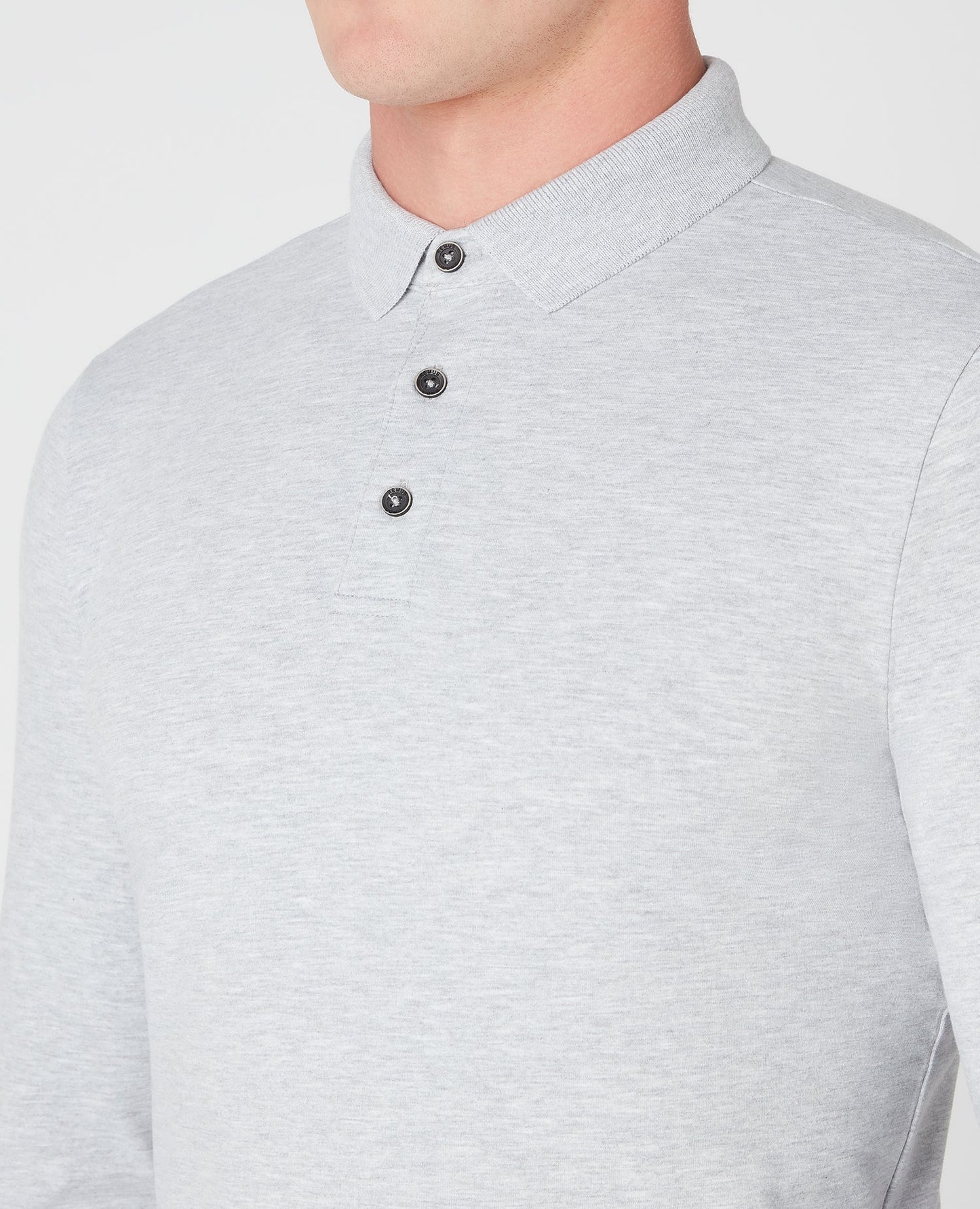 Tapered Fit Cotton-Stretch Long-sleeve Polo Shirt