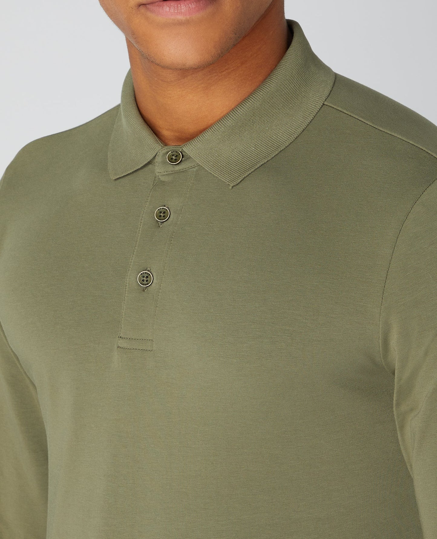 Tapered Fit Cotton-Stretch Long-sleeve Polo Shirt