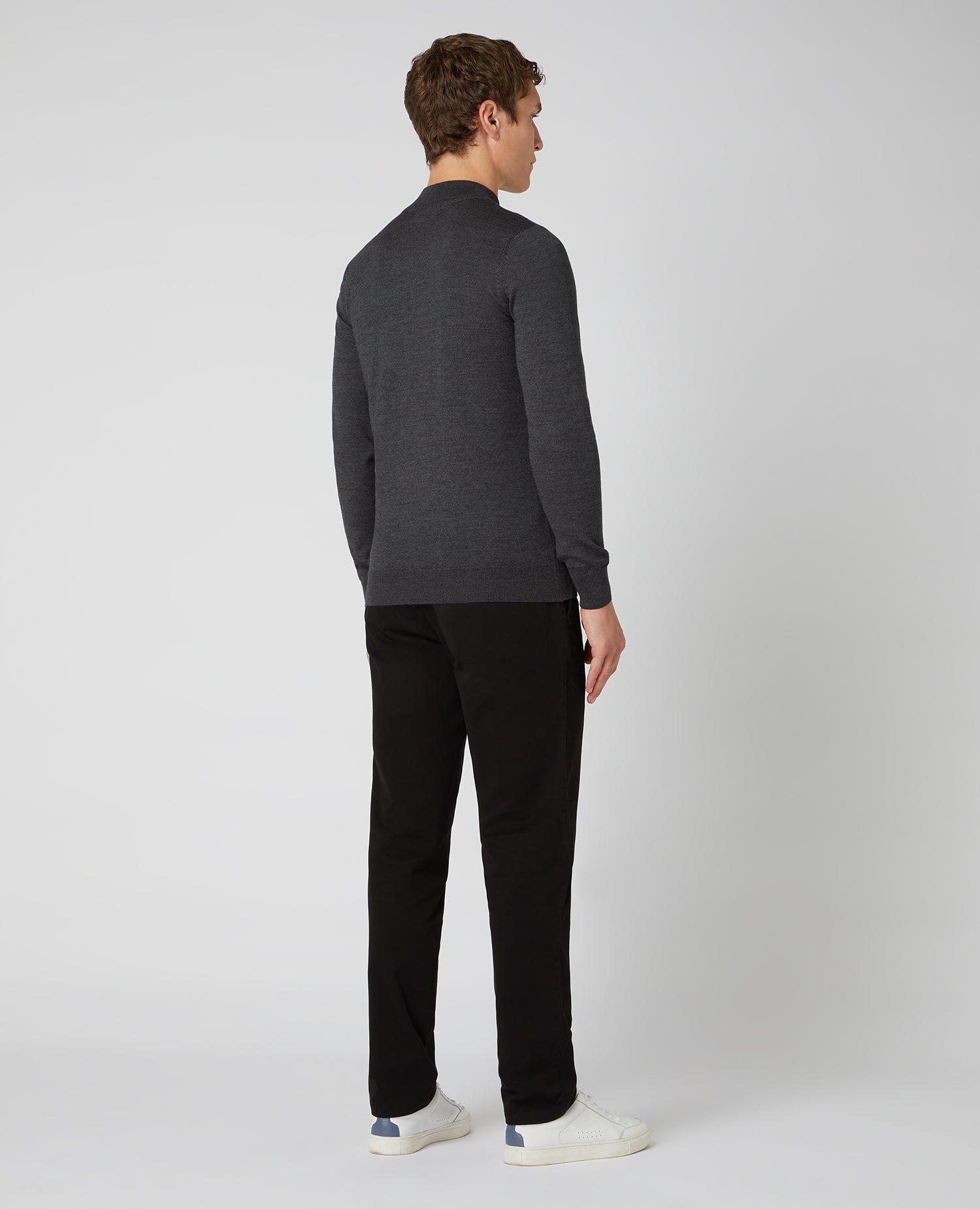 Slim fit merino wool-acrylic turtle neck long sleeve