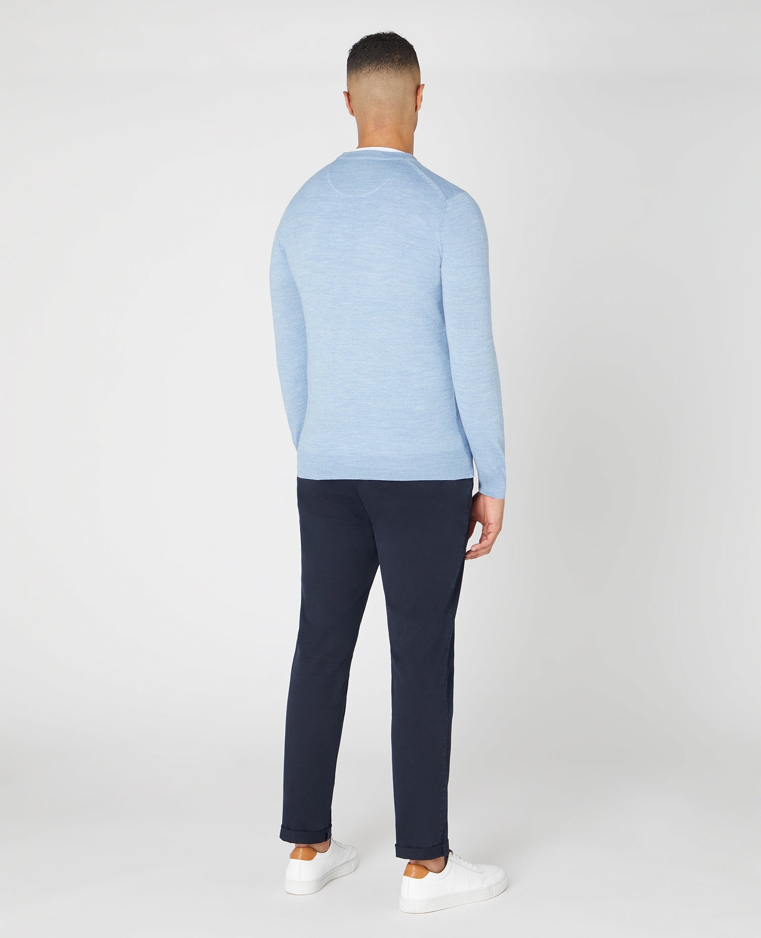 Slim Fit Merino Wool Blend Crew Neck Sweater Remus Uomo