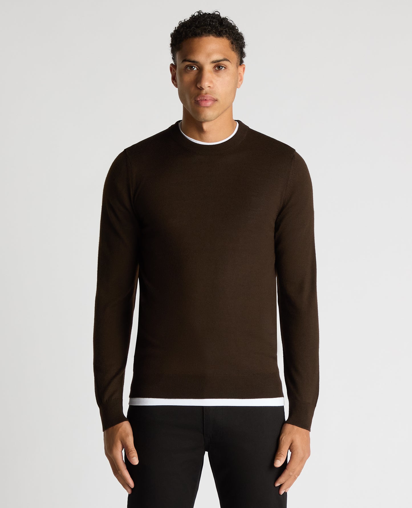 Tapered Fit Merino Wool-Blend Crew Neck Sweater