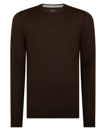 Tapered Fit Merino Wool-Blend Crew Neck Sweater