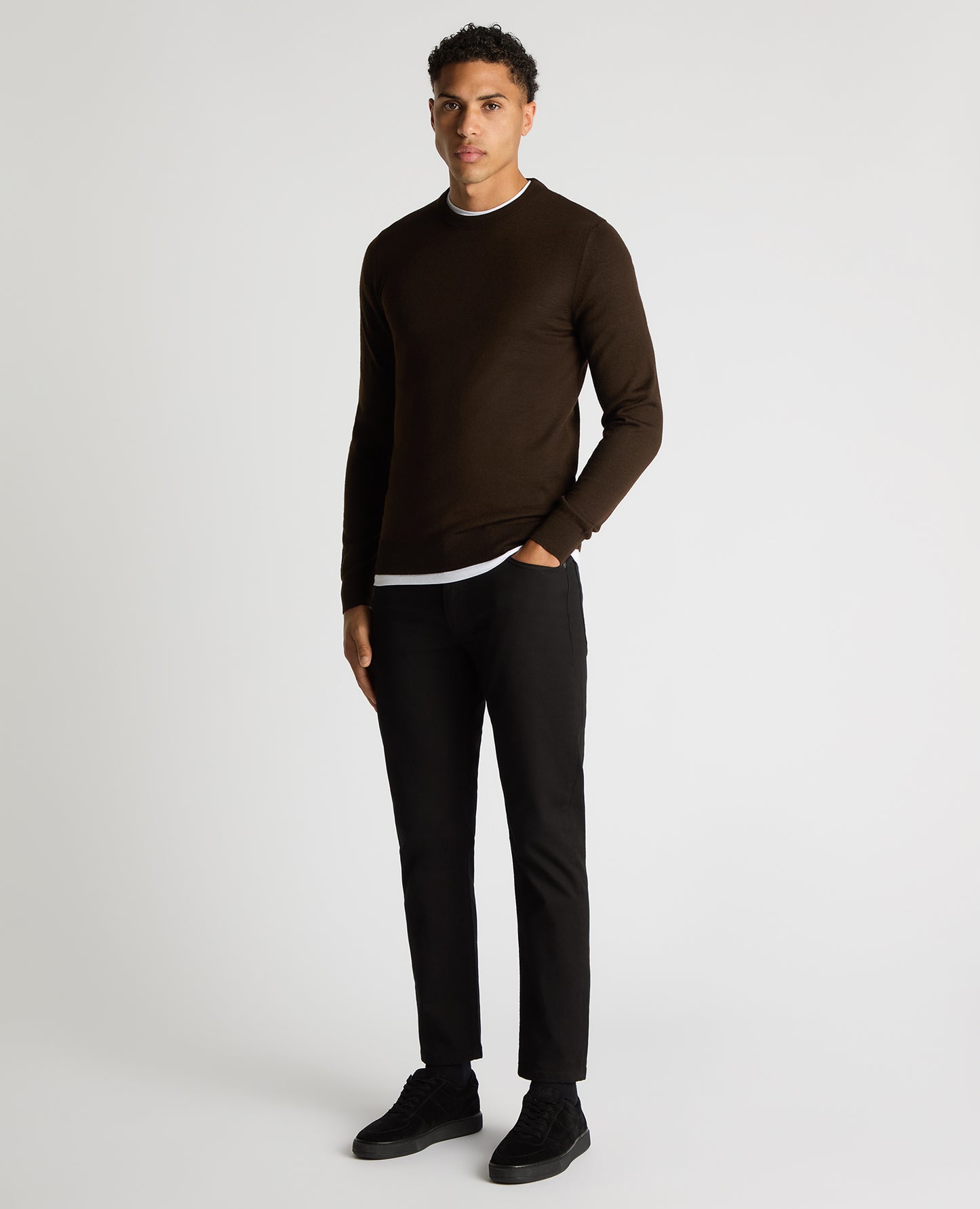 Tapered Fit Merino Wool-Blend Crew Neck Sweater