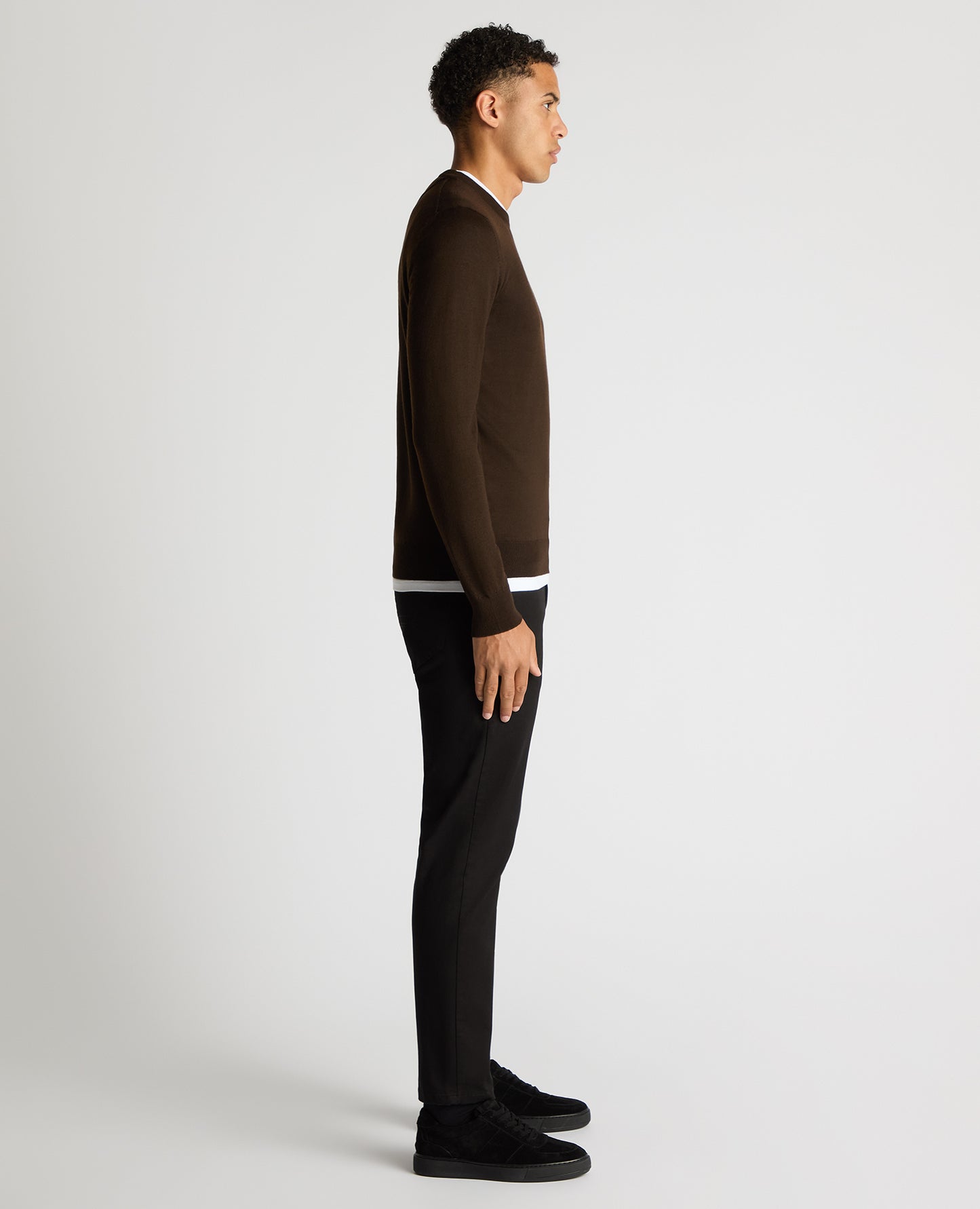 Tapered Fit Merino Wool-Blend Crew Neck Sweater