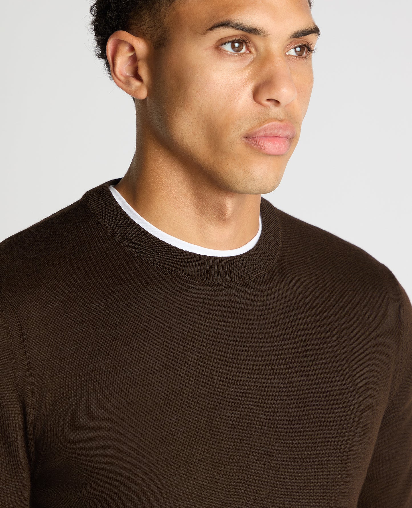 Tapered Fit Merino Wool-Blend Crew Neck Sweater