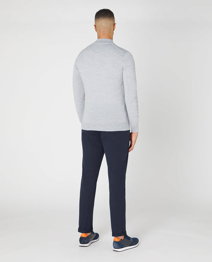 Tapered fit Merino Wool Half Zip Sweater