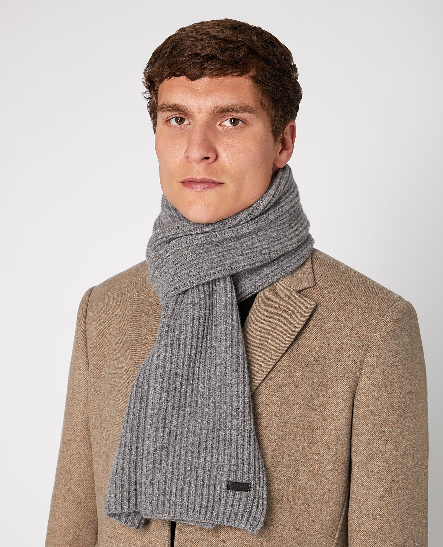 Rib-Knit Wool Rich Scarf