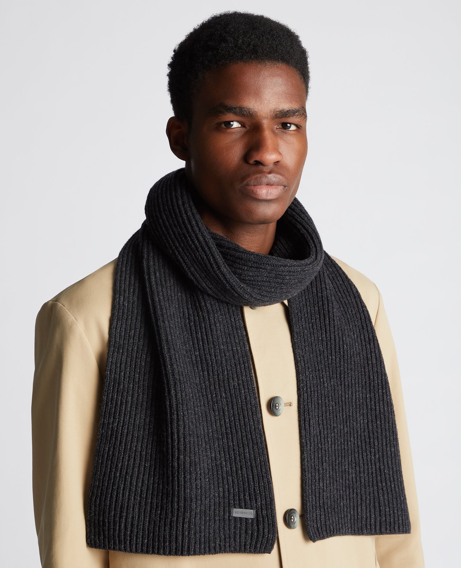 Rib-Knit Wool Rich Scarf