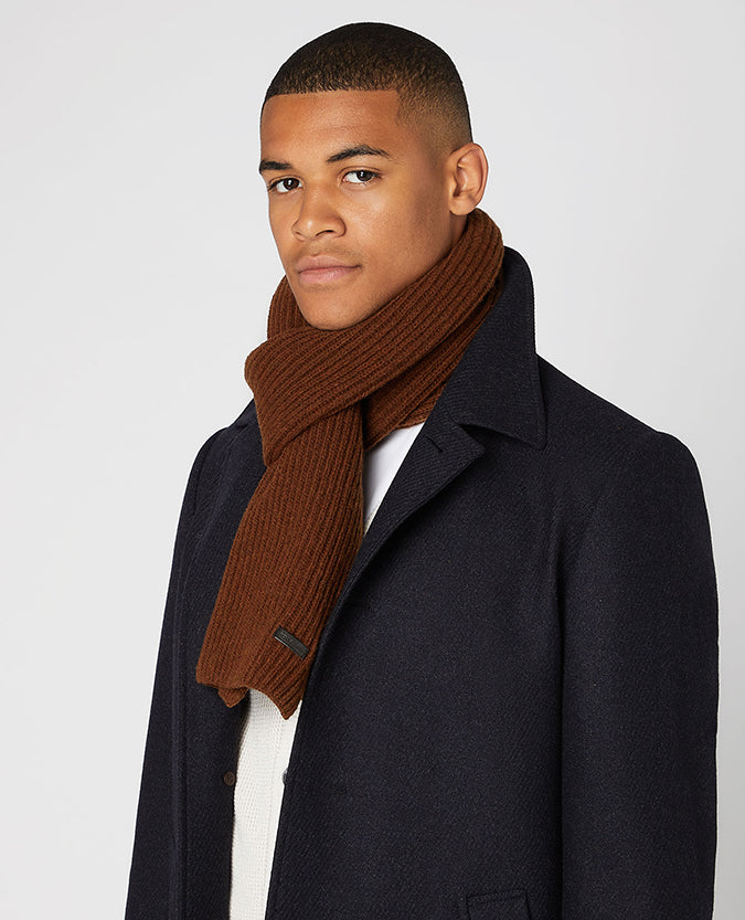 Rib-Knit Wool Rich Scarf