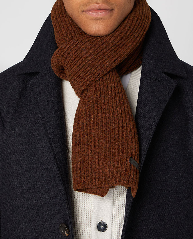 Rib-Knit Wool Rich Scarf