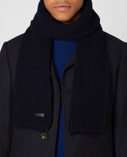 Rib-Knit Wool Rich Scarf