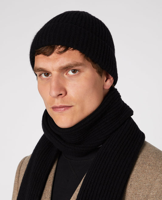 Rib-Knit Wool Rich Beanie