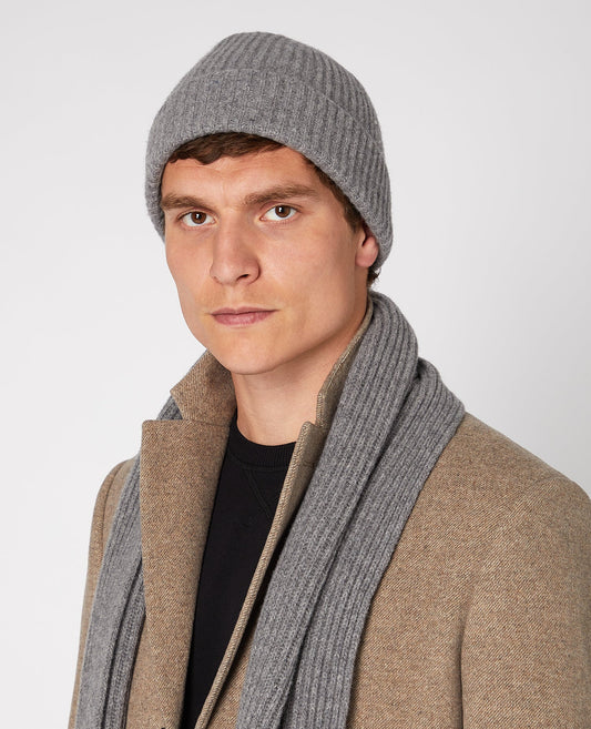 Rib-Knit Wool Rich Beanie