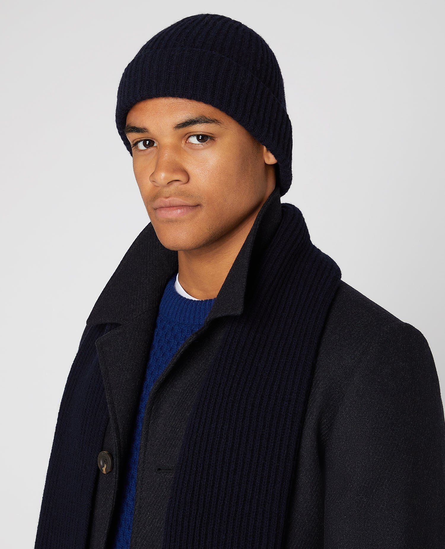 Rib-Knit Wool Rich Beanie