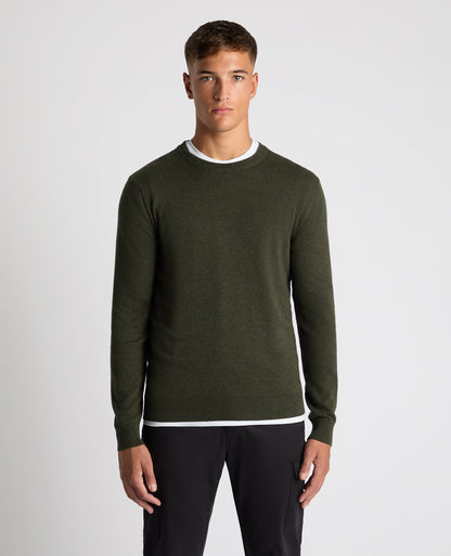 Tapered Fit Cotton Crew Neck Sweater