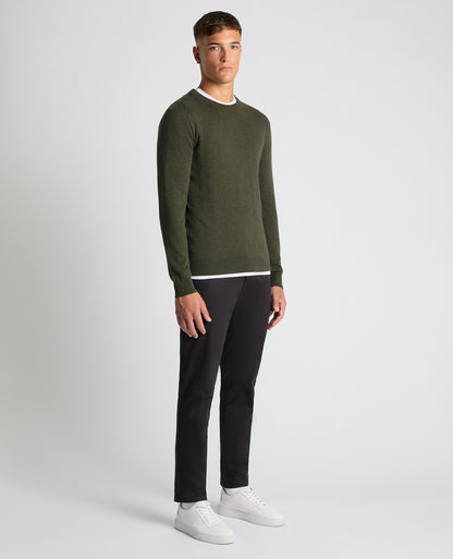 Tapered Fit Cotton Crew Neck Sweater