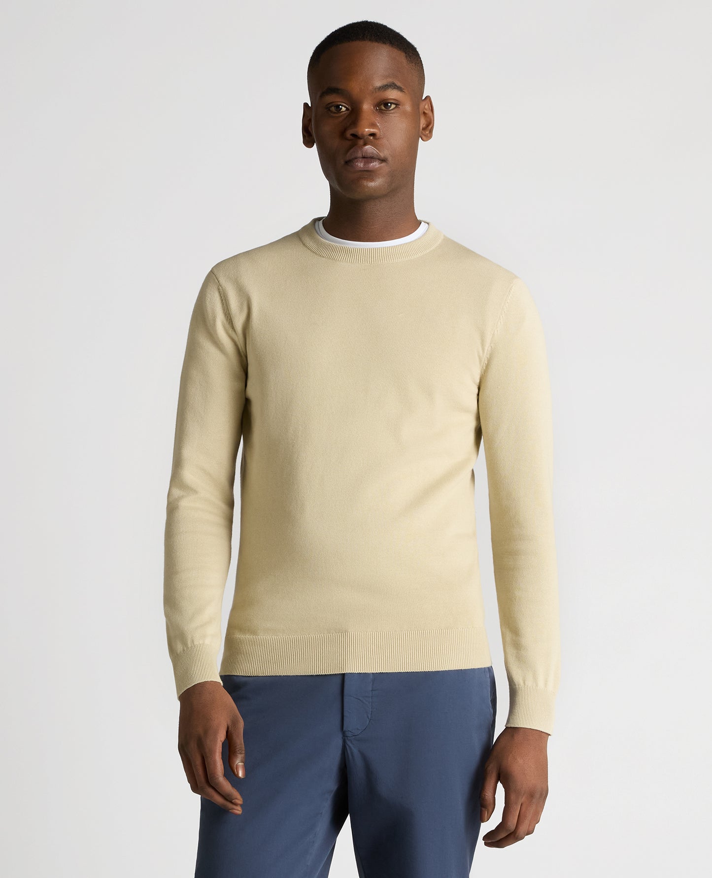 Tapered Fit Cotton Crew Neck Sweater