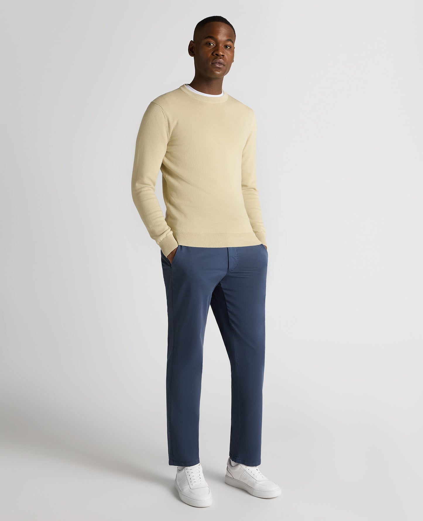 Tapered Fit Cotton Crew Neck Sweater