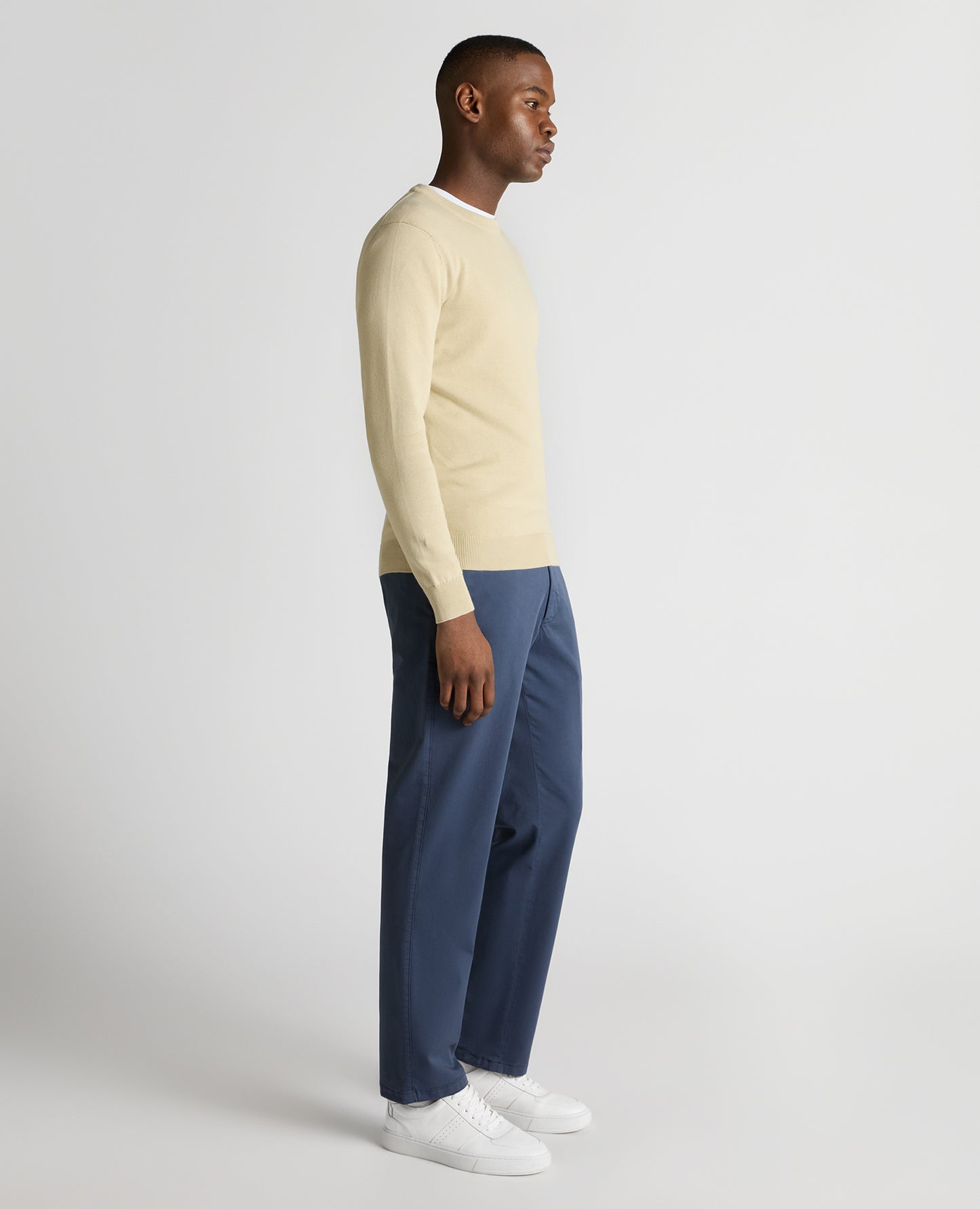 Tapered Fit Cotton Crew Neck Sweater