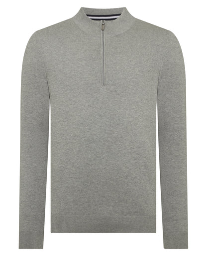 Tapered Fit Half Zip Cotton Sweater