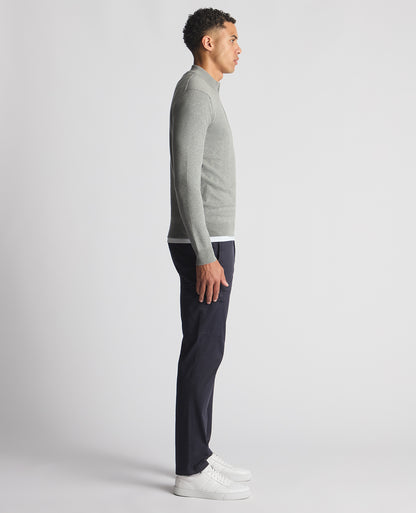 Tapered Fit Half Zip Cotton Sweater