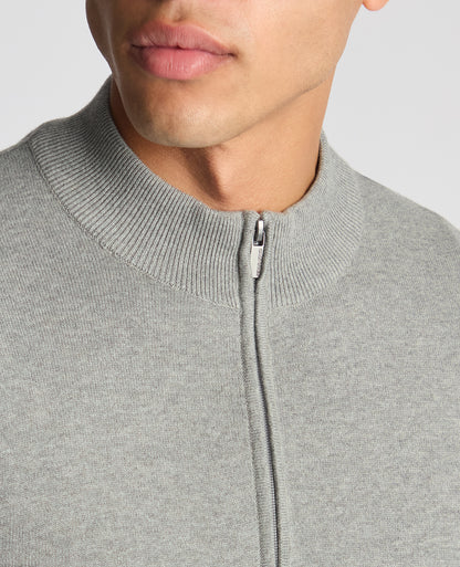 Tapered Fit Half Zip Cotton Sweater