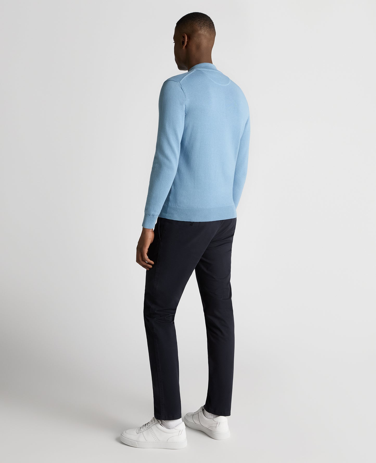 Tapered Fit Half Zip Cotton Sweater