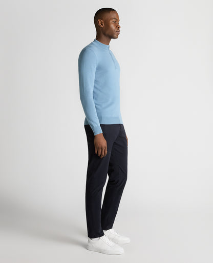 Tapered Fit Half Zip Cotton Sweater