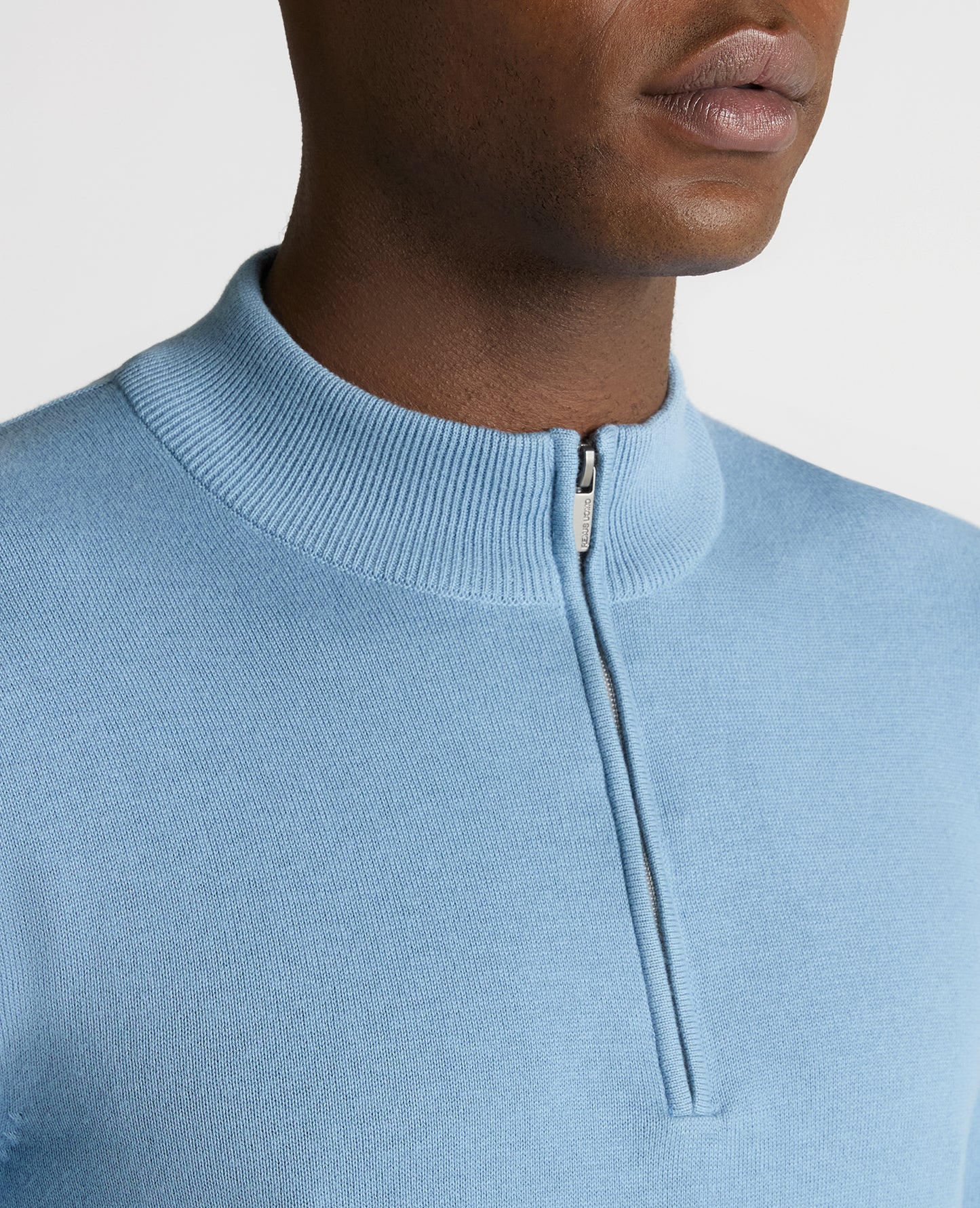 Tapered Fit Half Zip Cotton Sweater