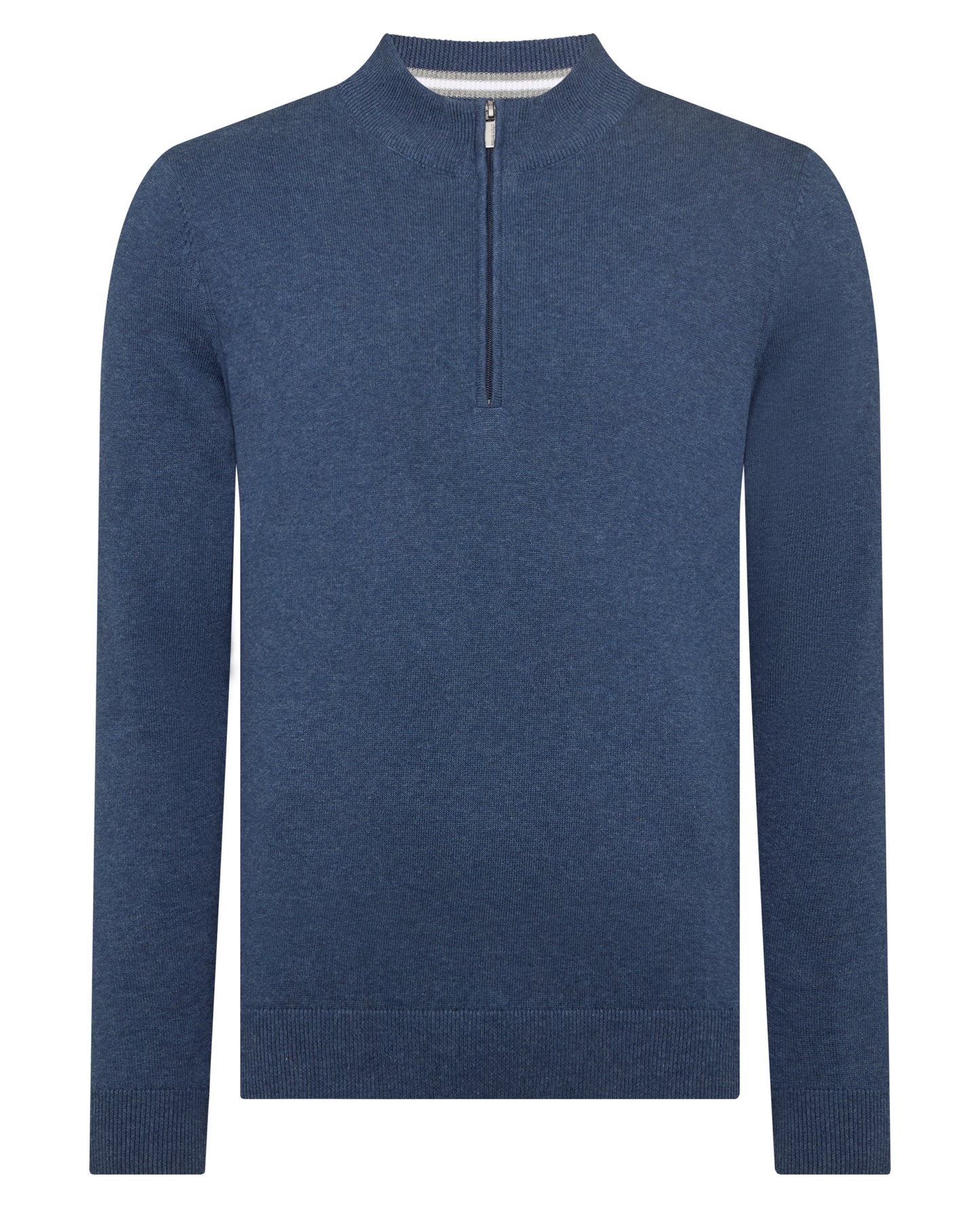 Tapered Fit Half Zip Cotton Sweater