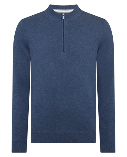 Tapered Fit Half Zip Cotton Sweater