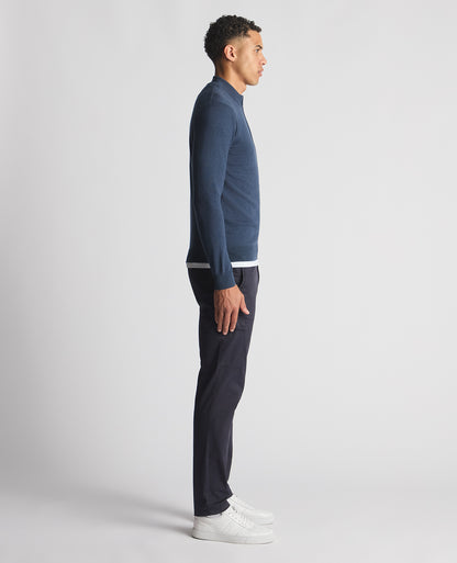 Tapered Fit Half Zip Cotton Sweater