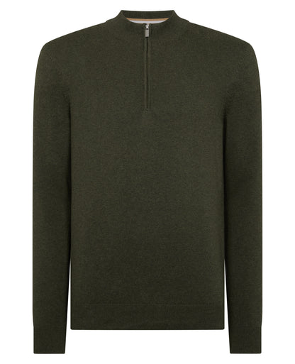 Tapered Fit Half Zip Cotton Sweater