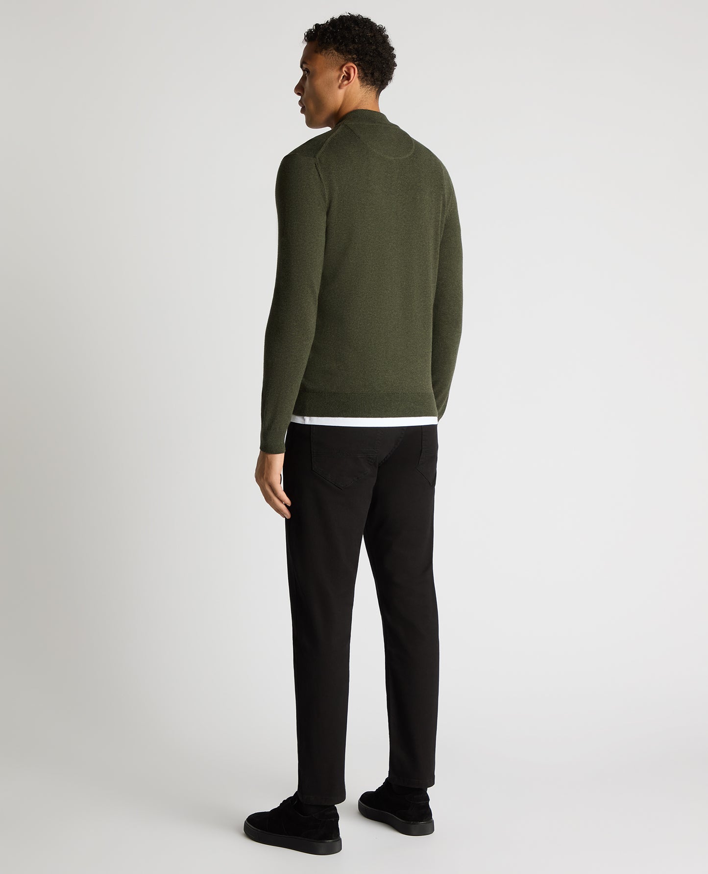 Tapered Fit Half Zip Cotton Sweater