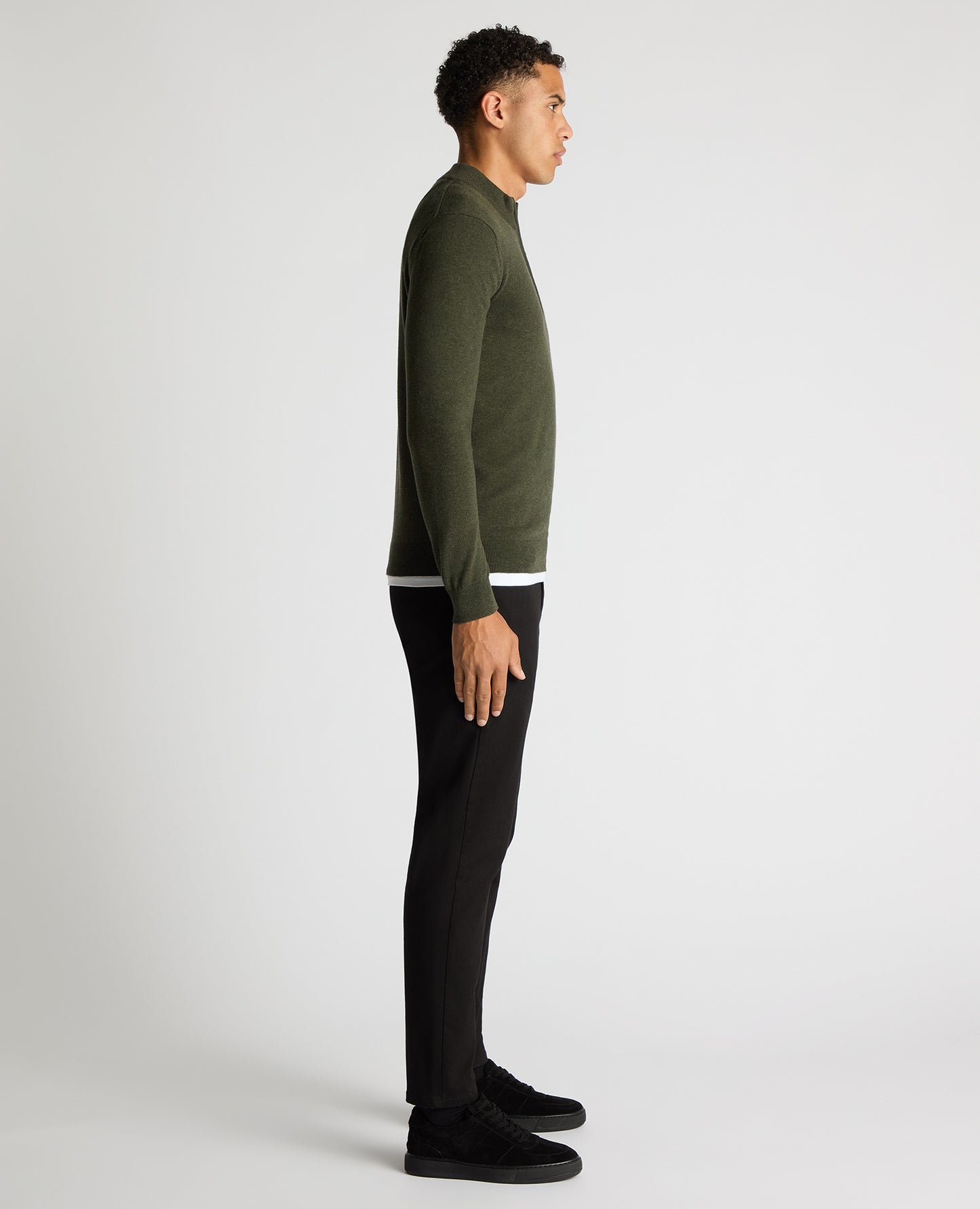 Tapered Fit Half Zip Cotton Sweater