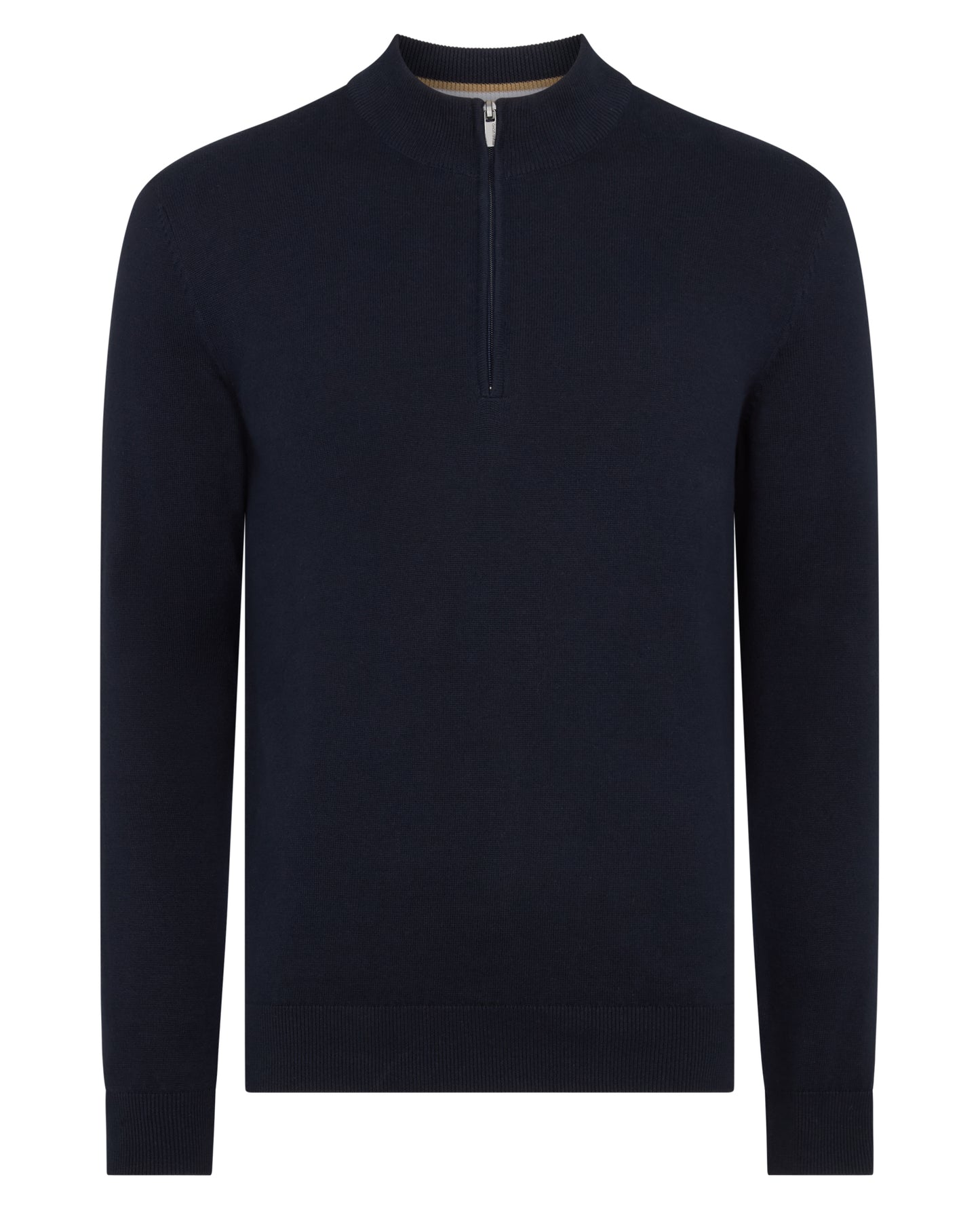 Tapered Fit Half Zip Cotton Sweater