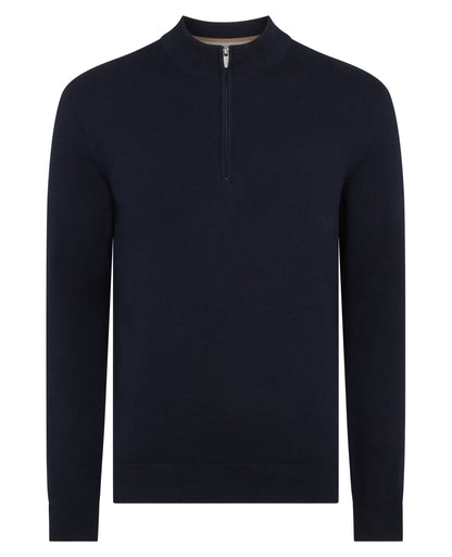 Tapered Fit Half Zip Cotton Sweater