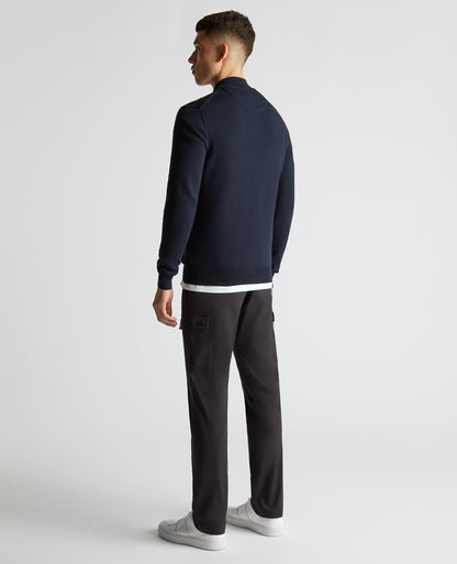 Tapered Fit Half Zip Cotton Sweater