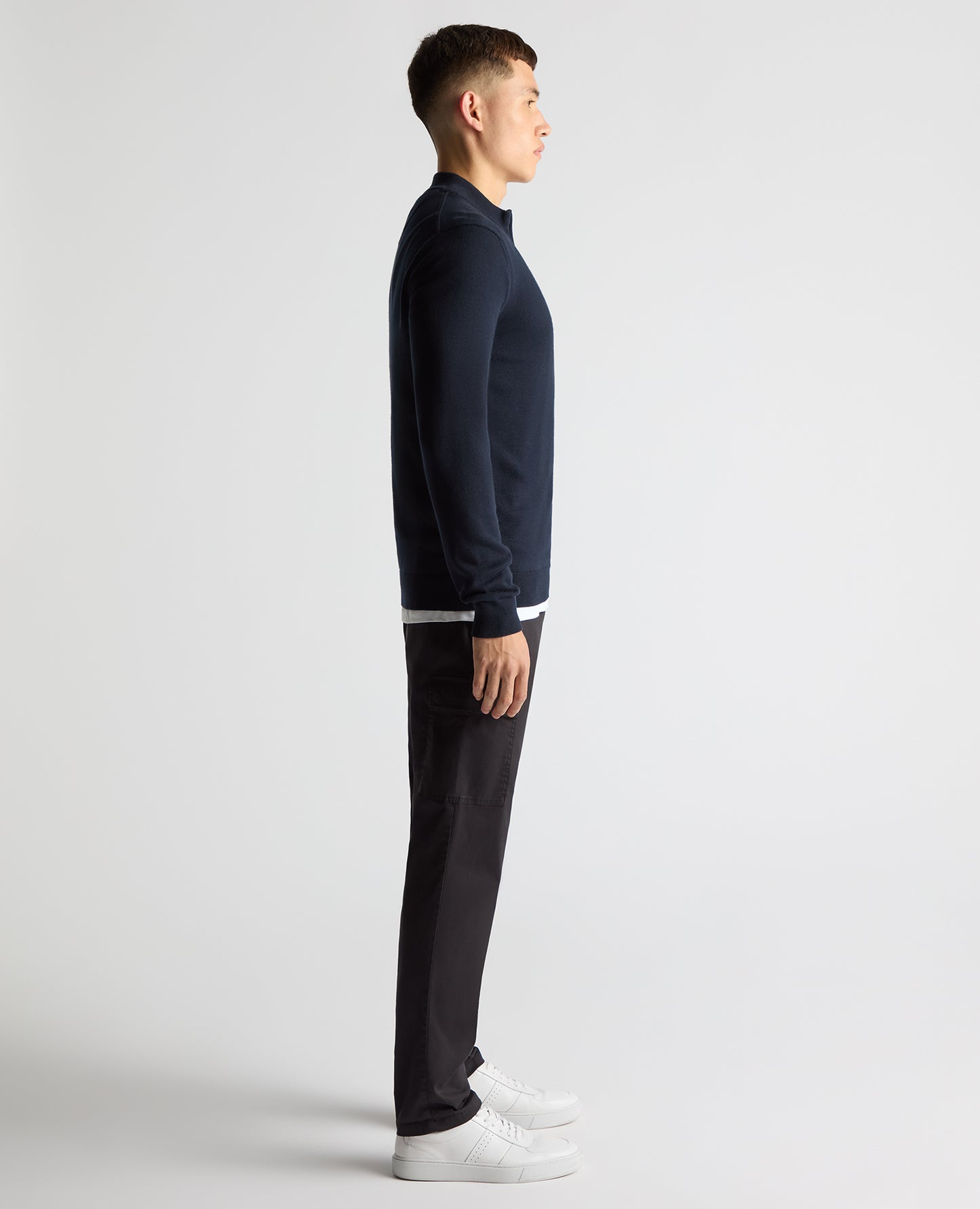 Tapered Fit Half Zip Cotton Sweater