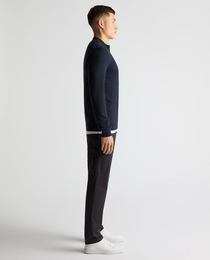 Tapered Fit Half Zip Cotton Sweater