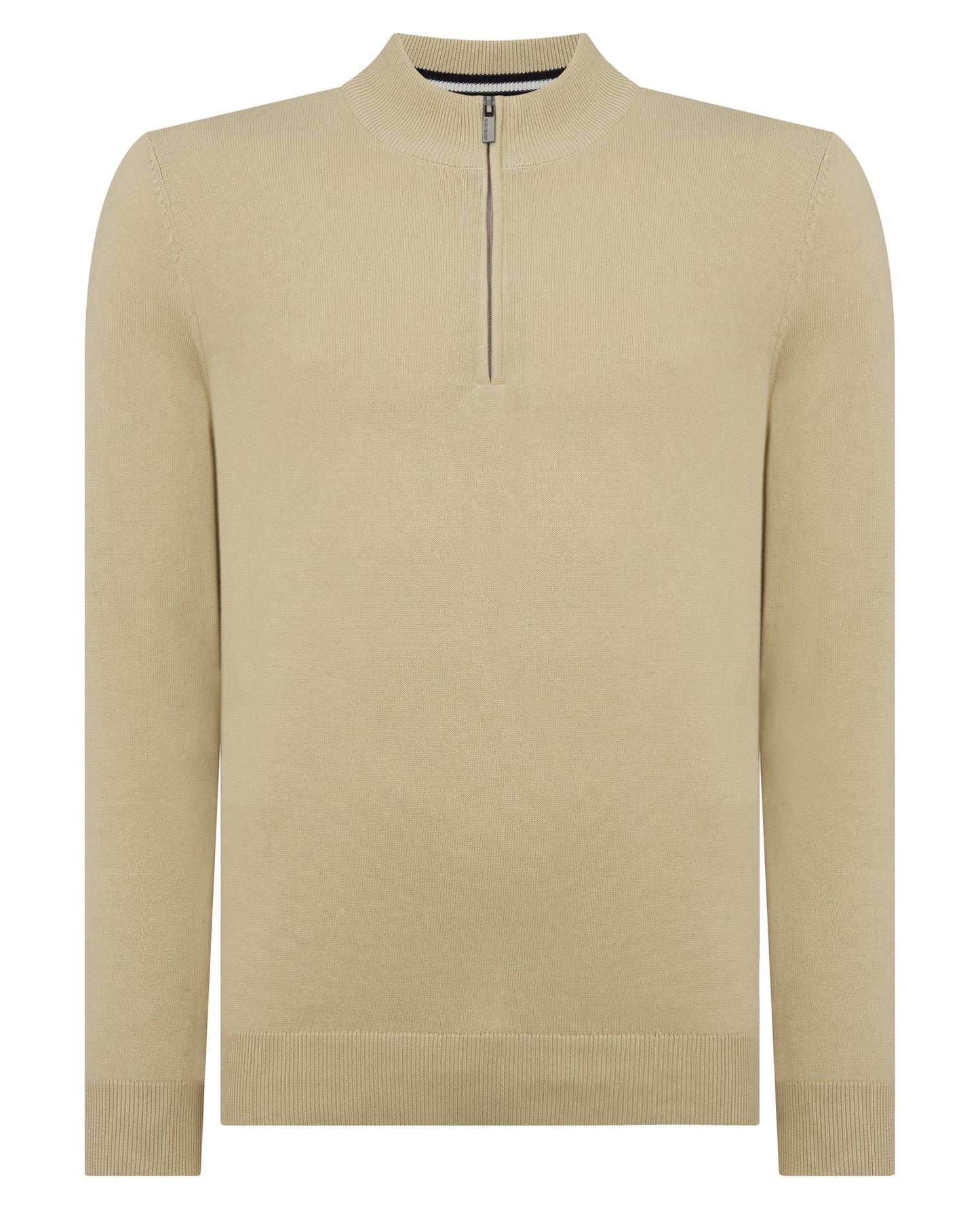 Tapered Fit Half Zip Cotton Sweater