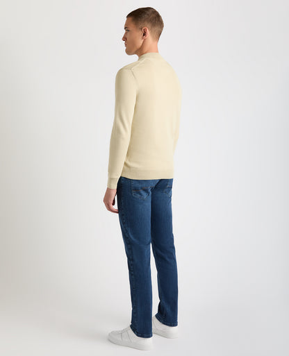 Tapered Fit Half Zip Cotton Sweater