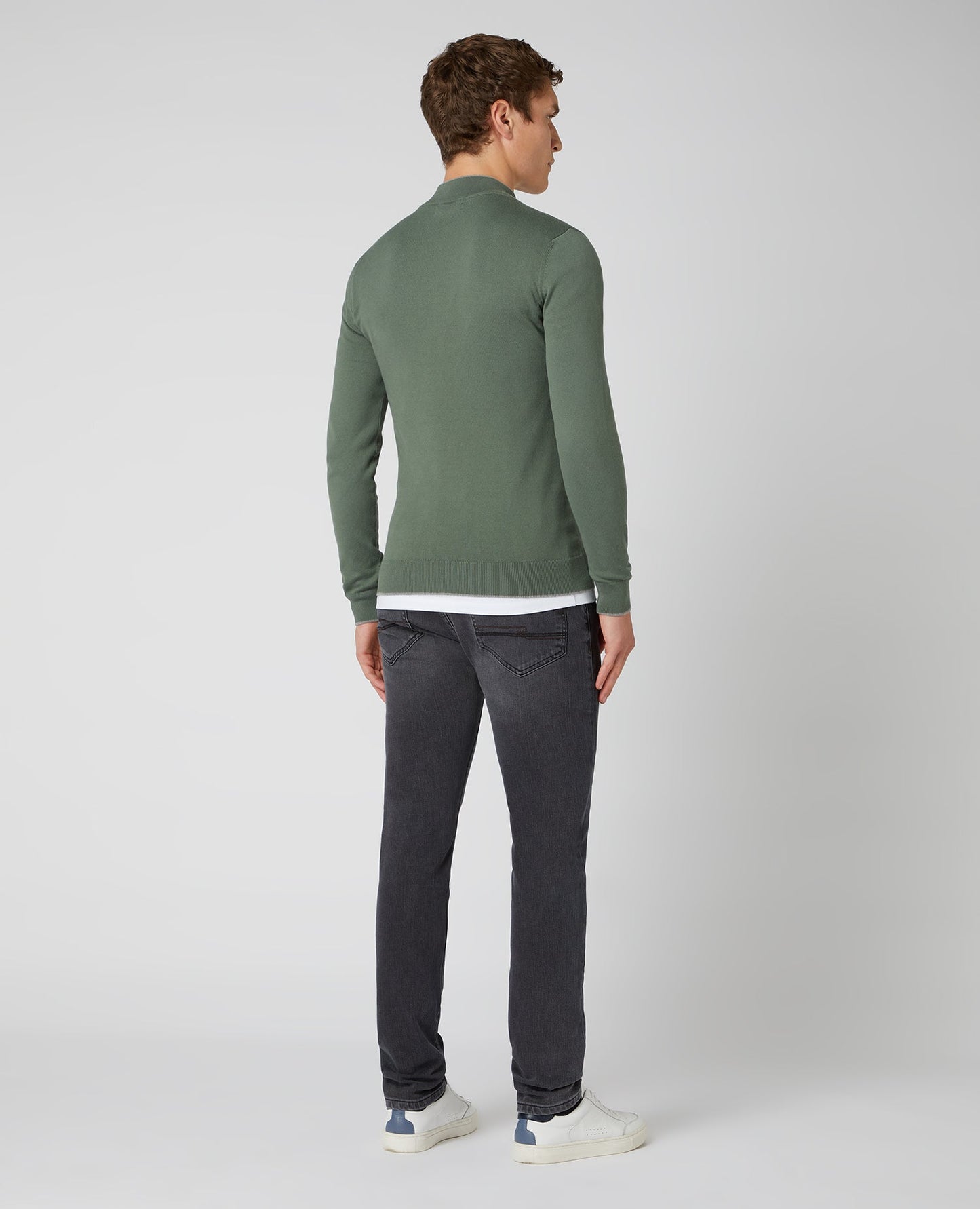 Slim Fit Merino Cotton-Blend Half-Zip Sweater