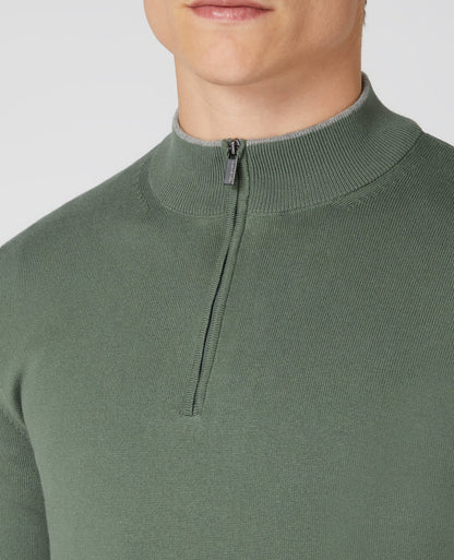 Slim Fit Merino Cotton-Blend Half-Zip Sweater