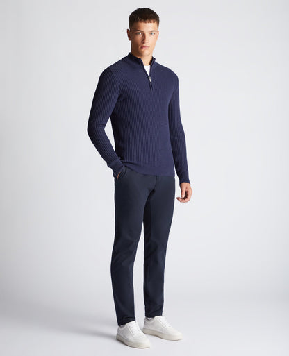 Tapered Fit Cotton Half Zip Sweater