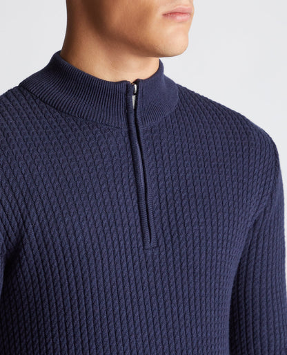 Tapered Fit Cotton Half Zip Sweater